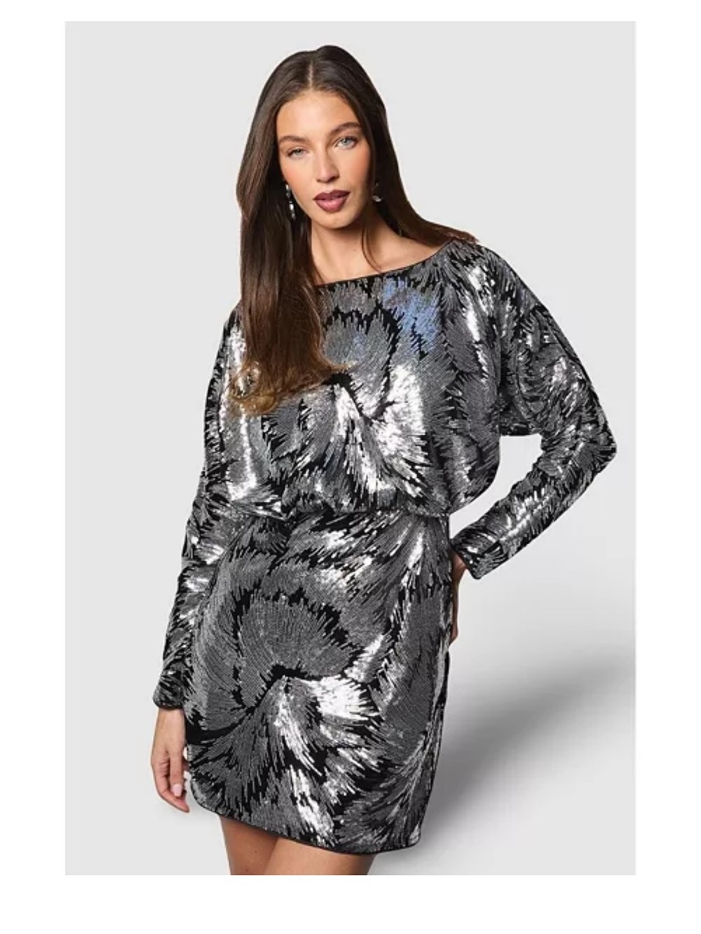 Coast Floral Sequin Batwing Mini Dress  Size 12